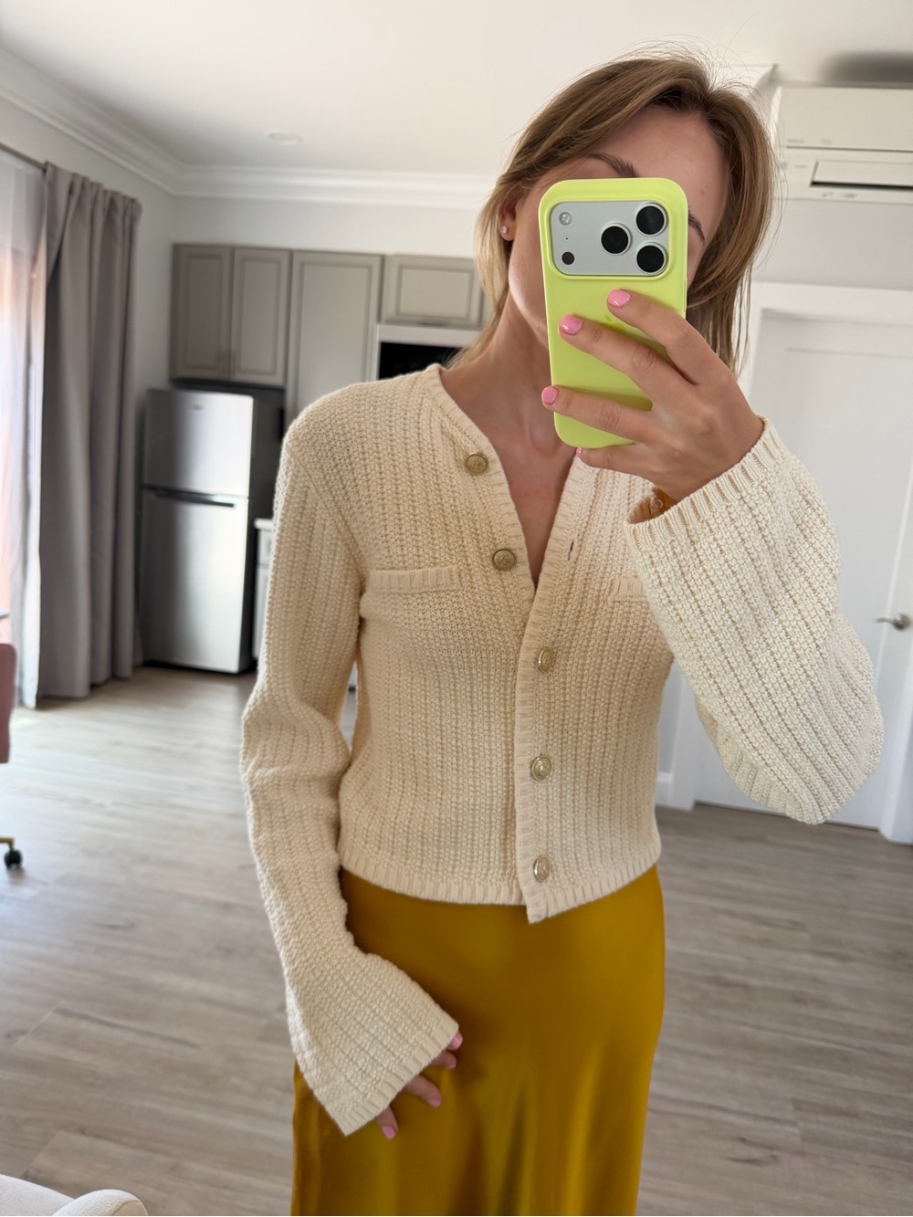 H&M Cream Chunky Knit Button-Front Cardigan
